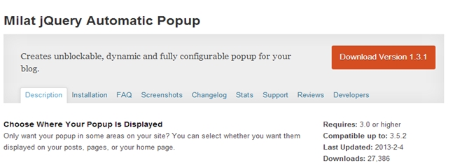 Milat jQuery Automatic Popup